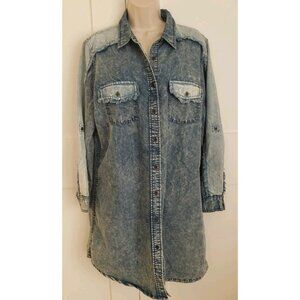 NWT G.KALE DENIM COLOR BUTTON FRONT CLOSURE TUNIC DRESS XLARGE PETITE